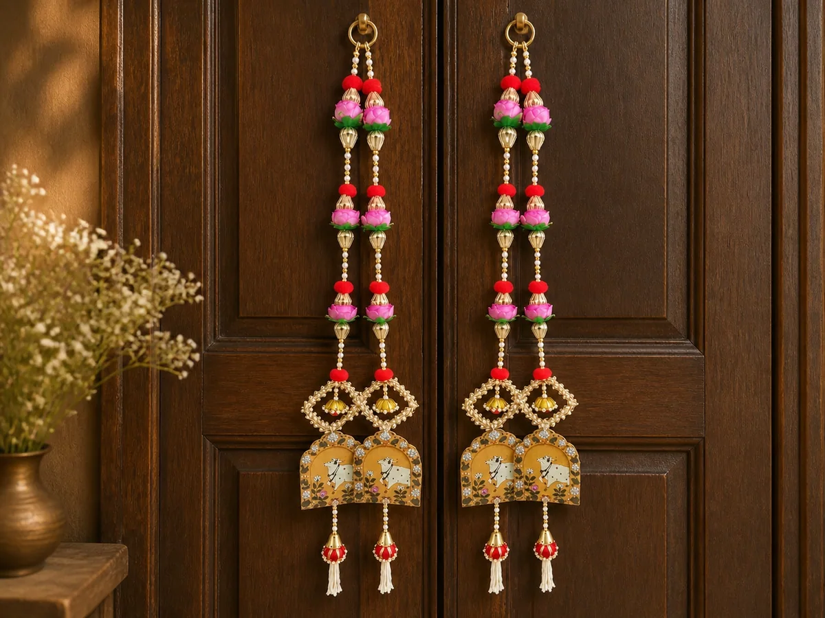 Lotus & Cow Motif Door Latkan by Sunita Handcrafts