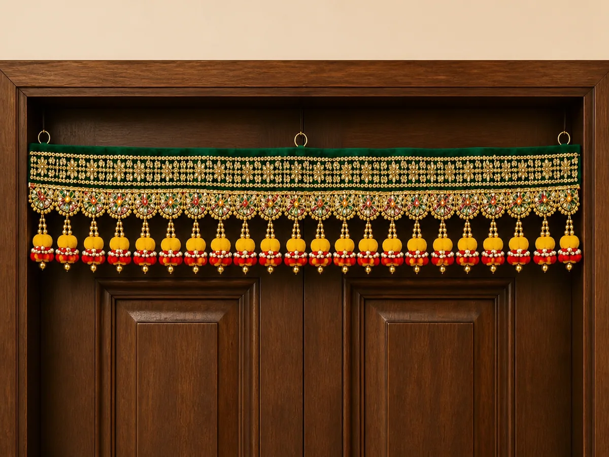 Green Beaded Door Toran by Sunita Handcrafts
