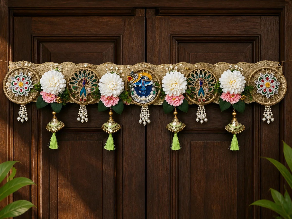 Premium Peacock & Shrinathji Door Toran by Sunita Handcrafts