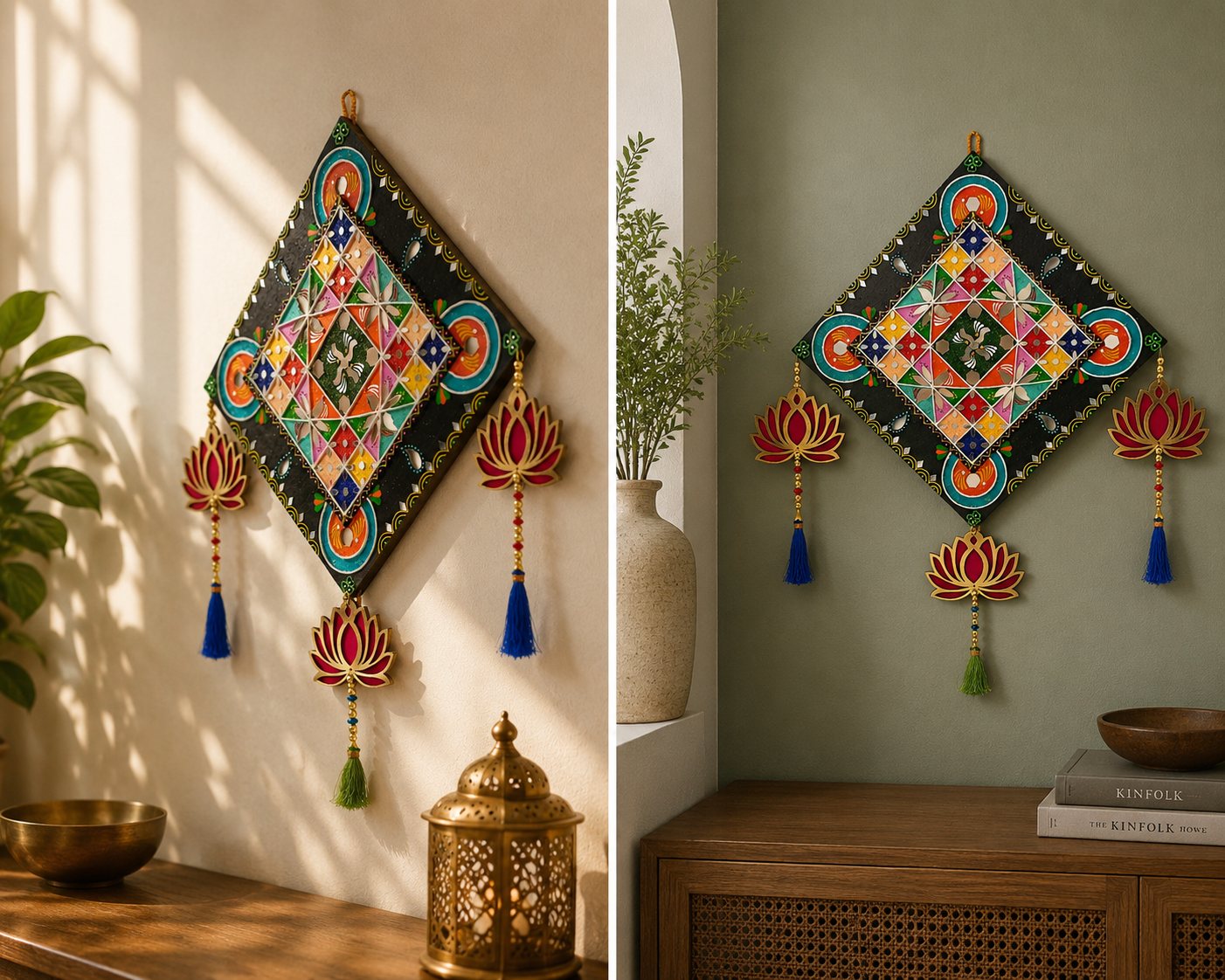 Lotus Grace Mirror Lippan Wall Hanging handmade mirror Lippan Art gallery image