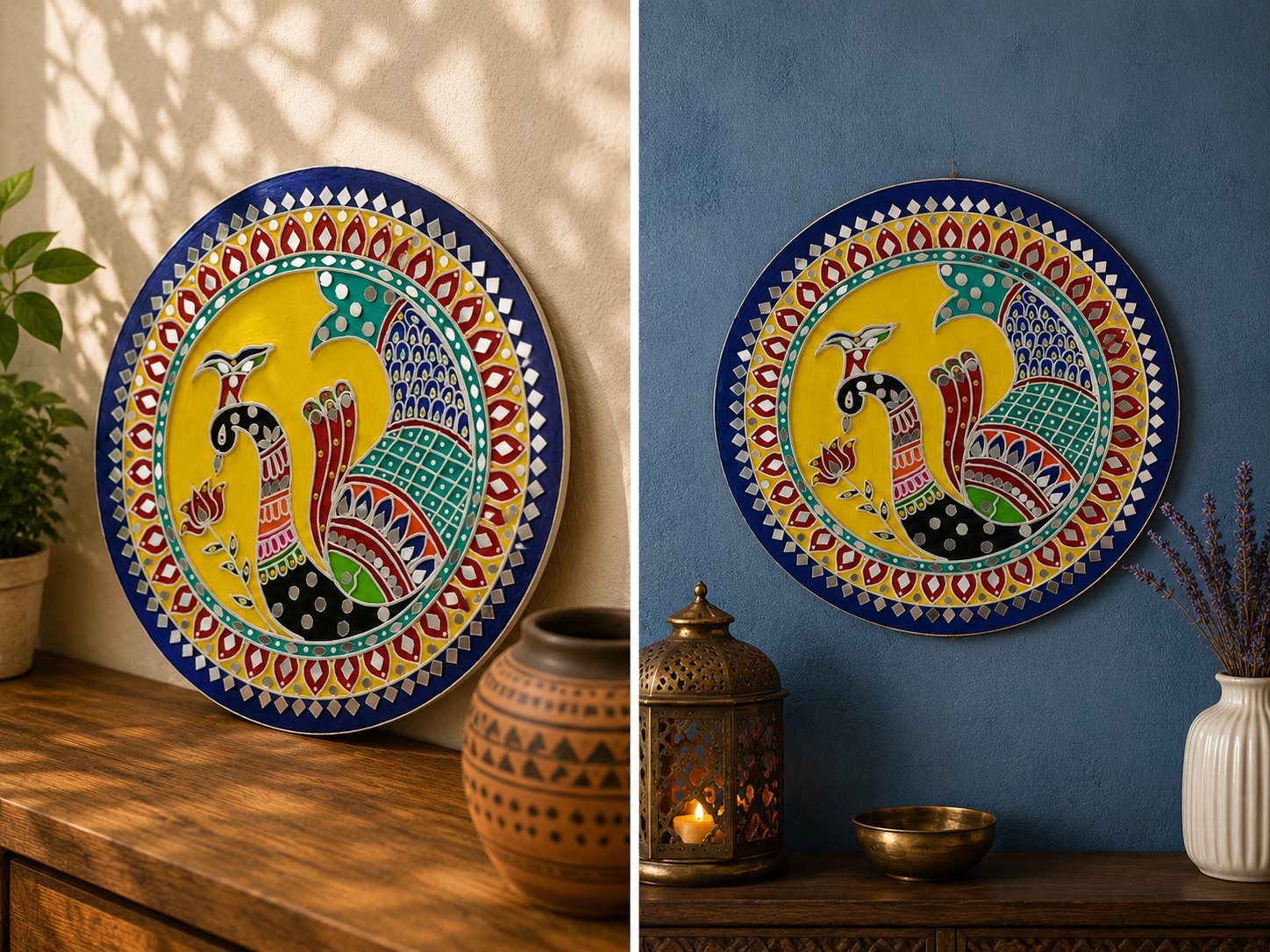 Royal Peacock Mirror Lippan Art handmade mirror Lippan Art gallery image