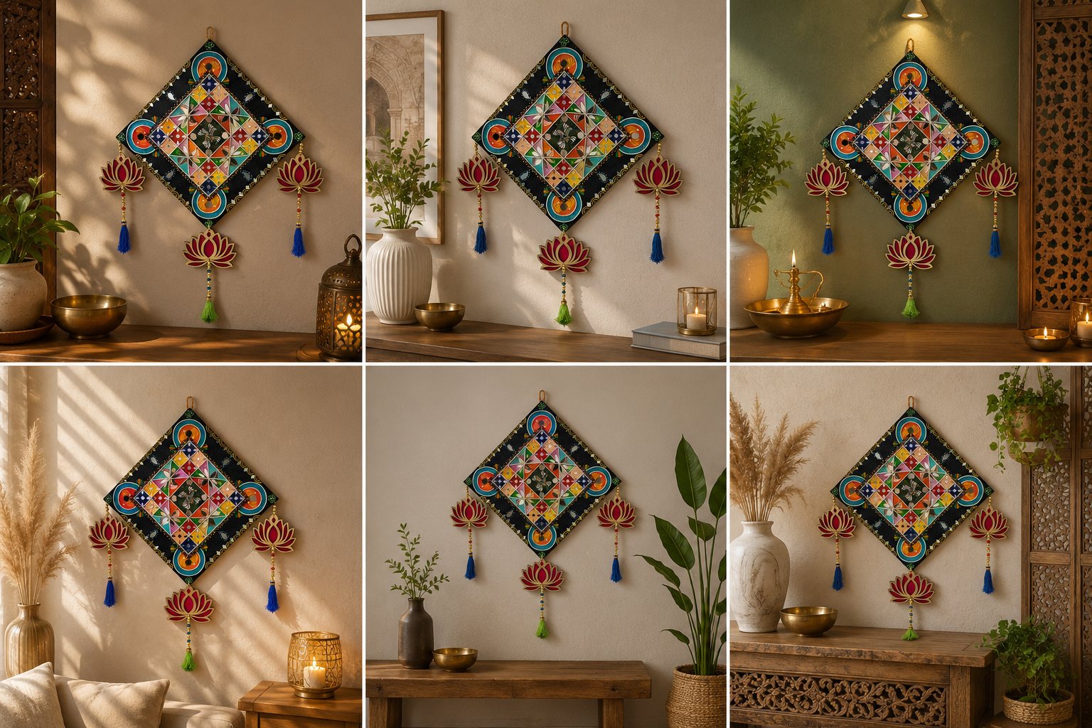 Lotus Grace Mirror Lippan Wall Hanging handmade mirror Lippan Art gallery image