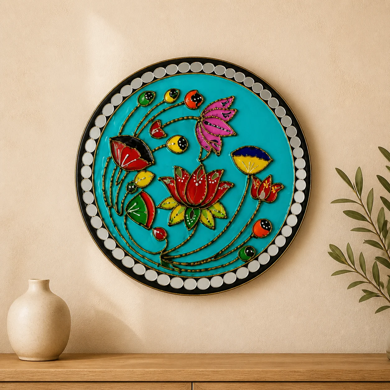 Lotus Pond Mirror Lippan Art handmade Lippan Art product