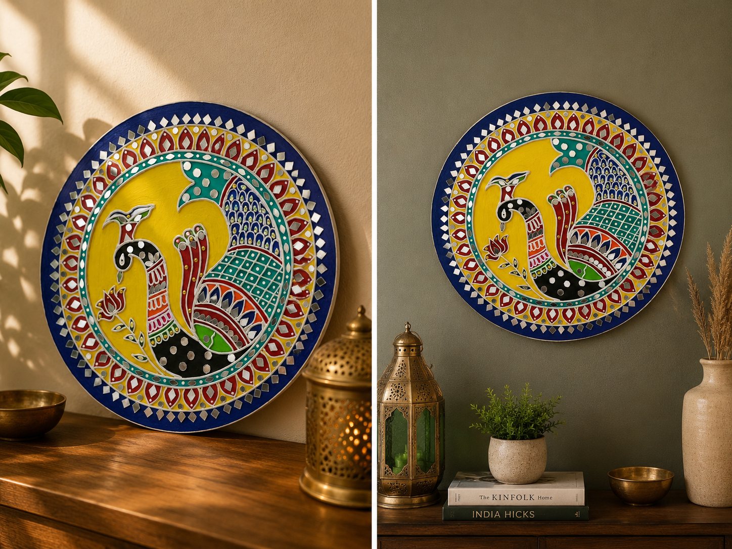 Royal Peacock Mirror Lippan Art handmade mirror Lippan Art gallery image